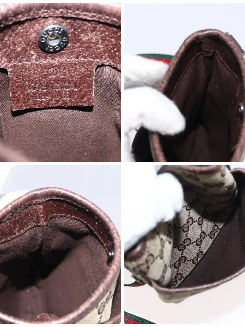 GUCCI GG Canvas Web Sherry Line Shoulder Bag Beige - Picture 15 of 16